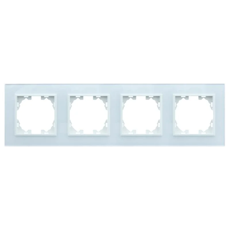 Marco de Cristal Empotrable Blanco para 4 Módulos Serie wLux
