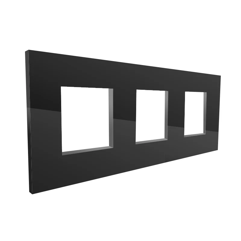 Marco de Cristal Empotrable Negro para 3 Módulos Serie Modern