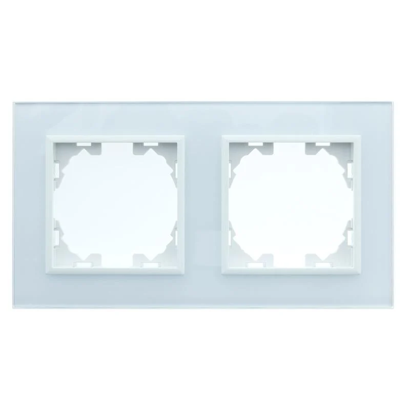 Marco de Cristal Empotrable Blanco para 2 Módulos Serie wLux
