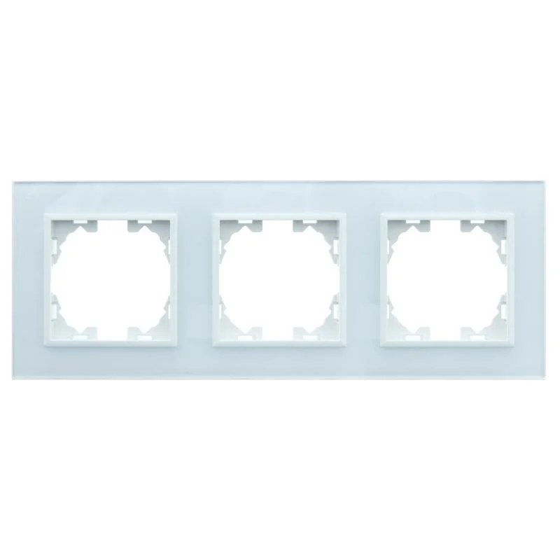 Marco de Cristal Empotrable Blanco para 3 Módulos Serie wLux