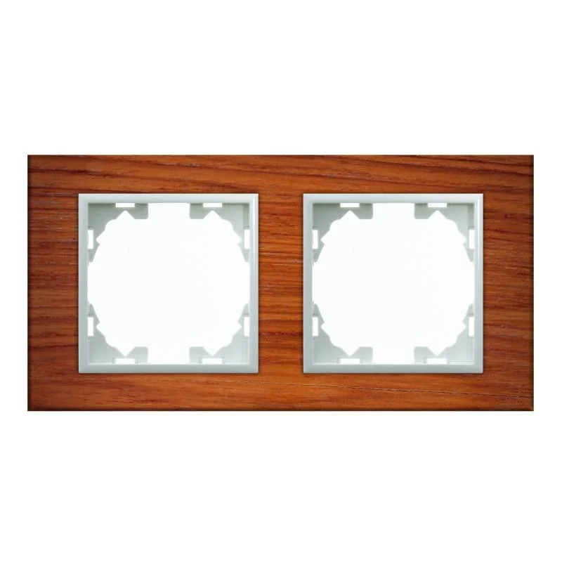 Marco de PC Empotrable Madera Avellana para 2 Módulos Serie wLux