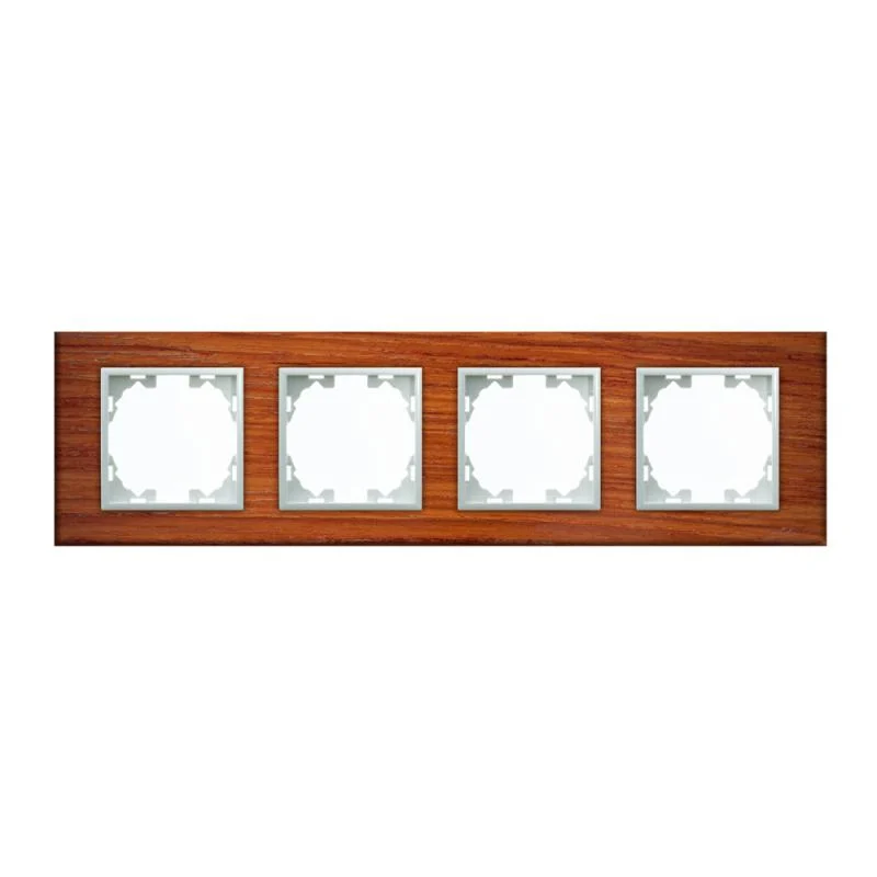 Marco de PC Empotrable Madera Avellana para 4 Módulos Serie wLux