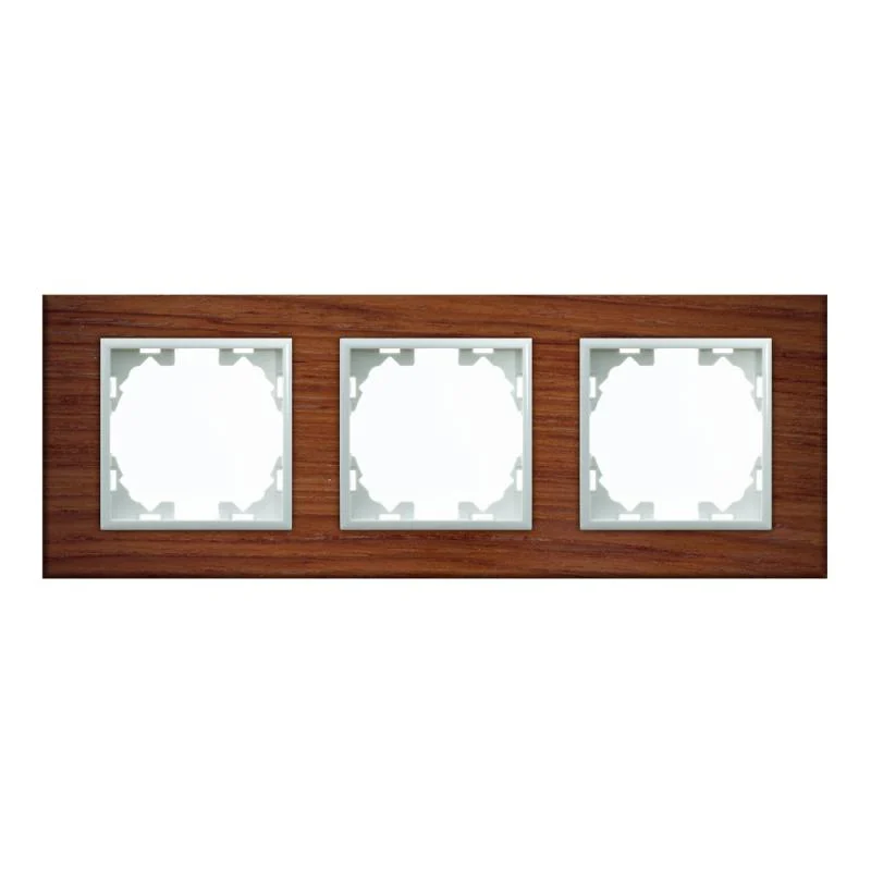 Marco de PC Empotrable Madera Nogal para 3 Módulos Serie wLux