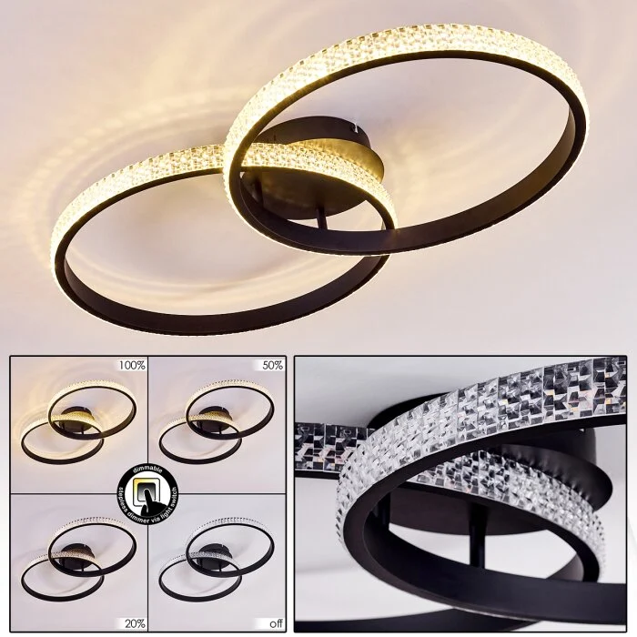 Melosa Lámpara de Techo LED Negro, Blanca, 1 luz