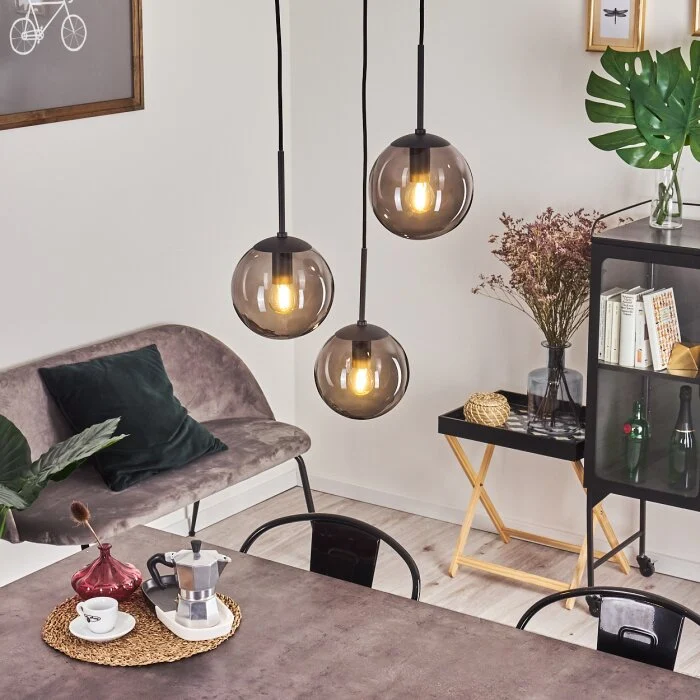 Mesas Lámpara Colgante Negro, 3 luces