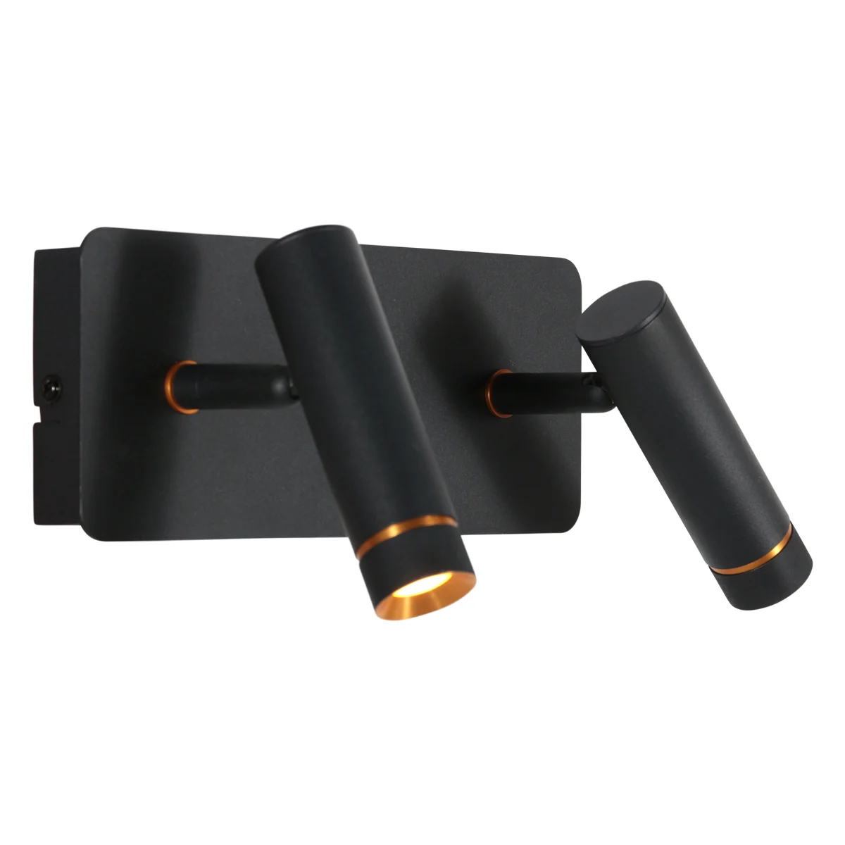 Aplique de pared lujoso negro con acentos dorados Mexlite Lumo