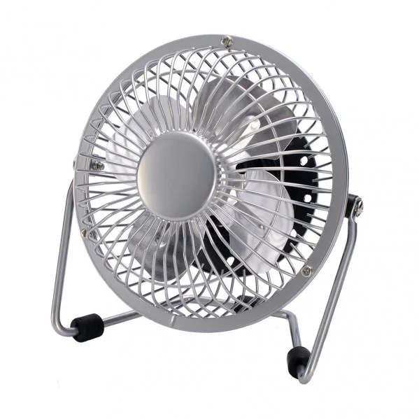 Mini Ventilador de Mesa Cromo 2.5W Metal / Policarbonato