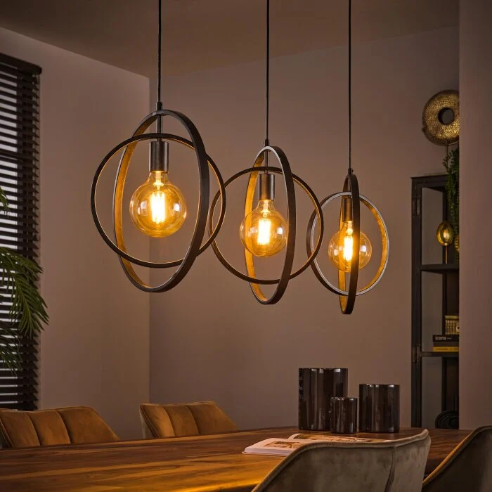 Mirandola Lámpara Colgante Negro, 3 luces