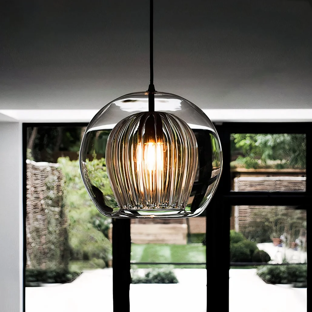 Lámpara Colgante Vidrio Soplado LED Moderna Regulable en Altura para Comedor