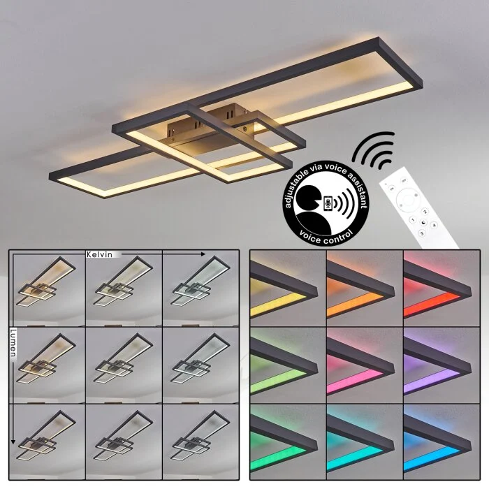 Momahaki Lámpara de Techo LED Antracita, 1 luz, Mando a distancia