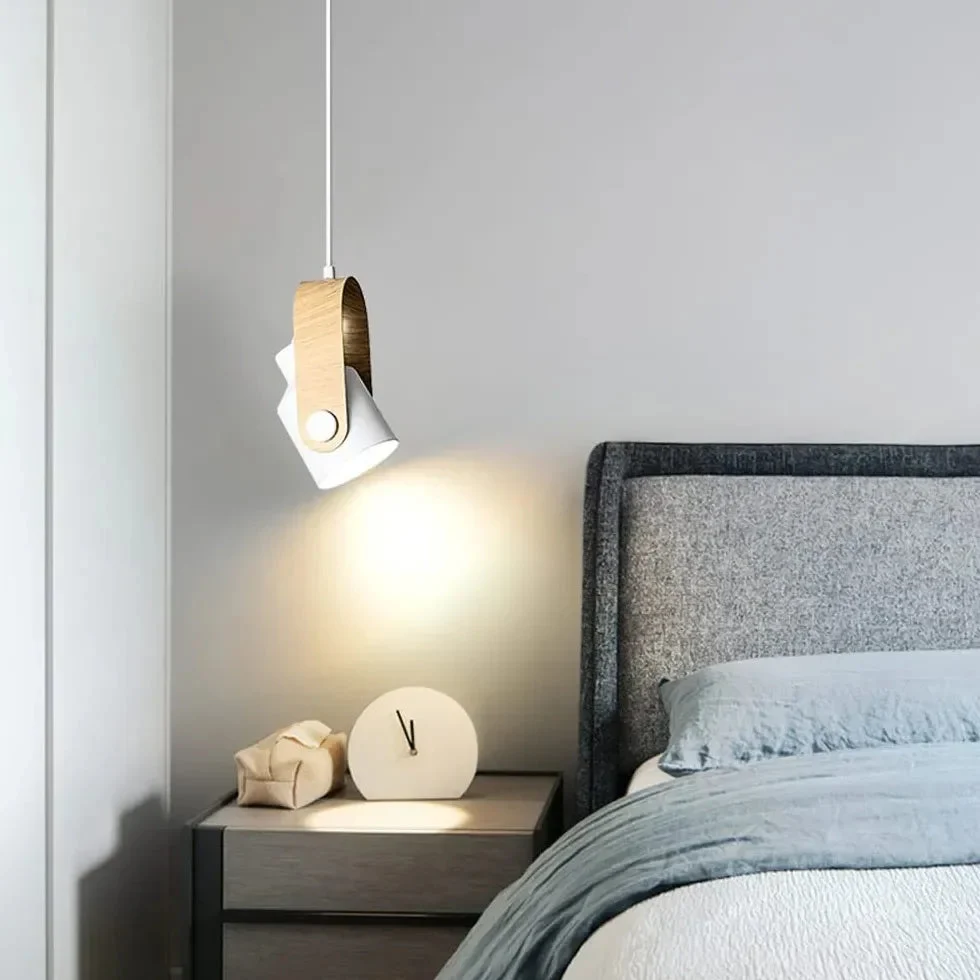 Lámpara colgante orientable estilo nórdico color Morandi para mesita de noche