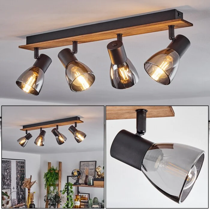 Murianette Lámpara de Techo Crudo, Negro, 4 luces