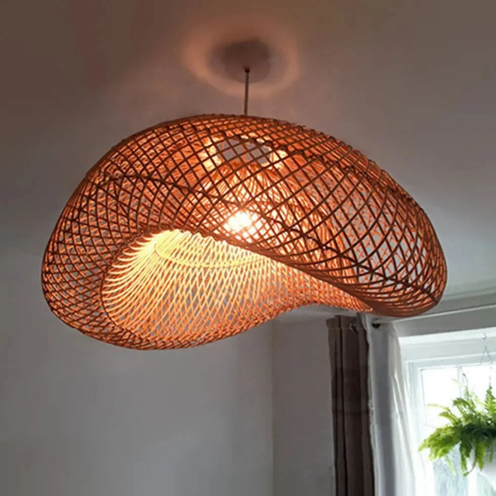 Lámparas colgantes de mimbre estilo rústico LED