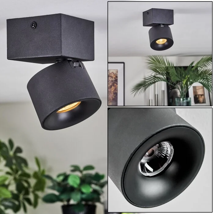 Narel Plafones, Spot techo LED Negro, 1 luz