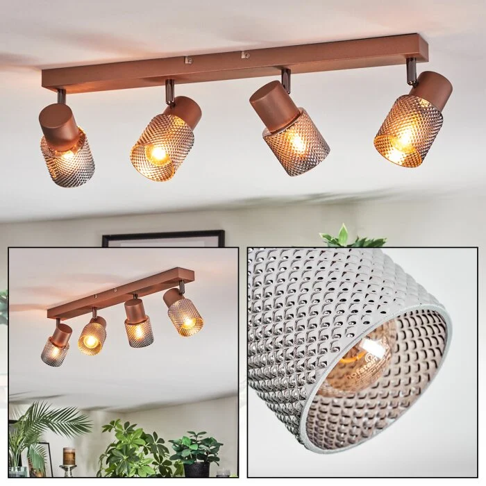 Nelar Plafones, Spot techo Bronce, Cromo, 4 luces
