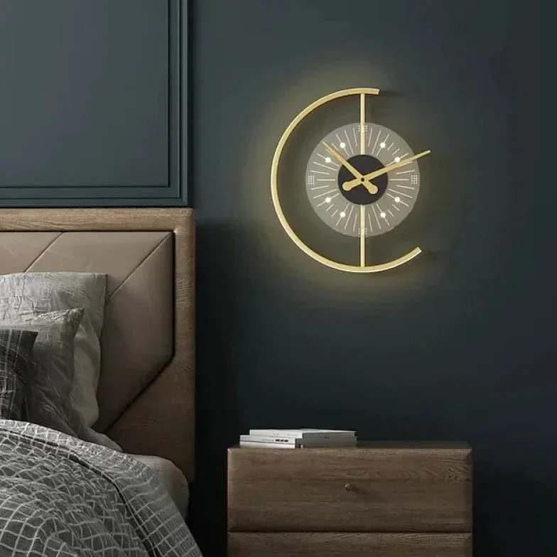 Aplique de pared moderno LED con diseño de reloj para dormitorio