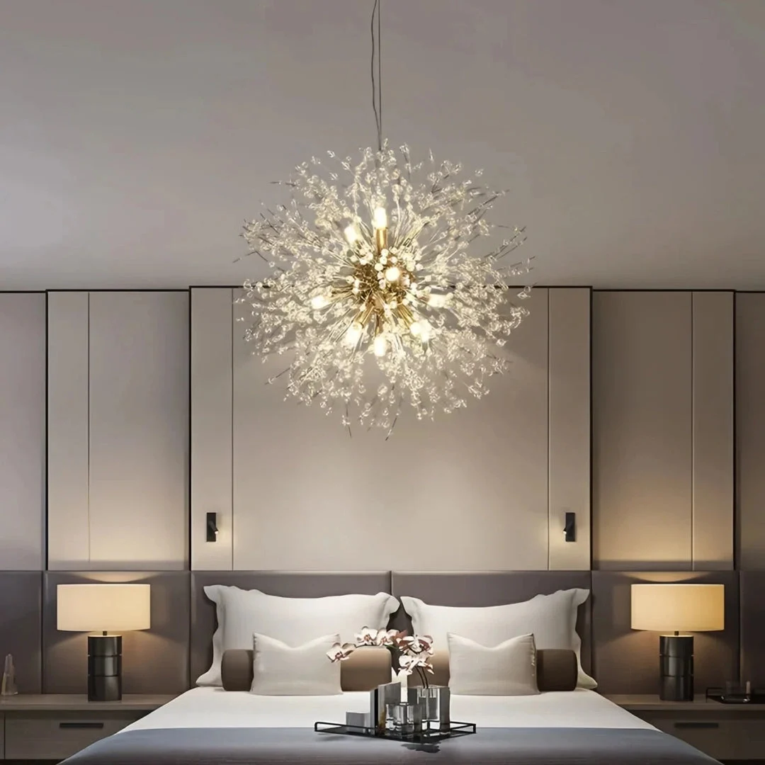 Lámpara colgante Sputnik de lujo en cristal LED regulable para dormitorio