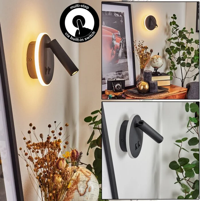Orchaise Aplique LED Negro, Blanca, 2 luces