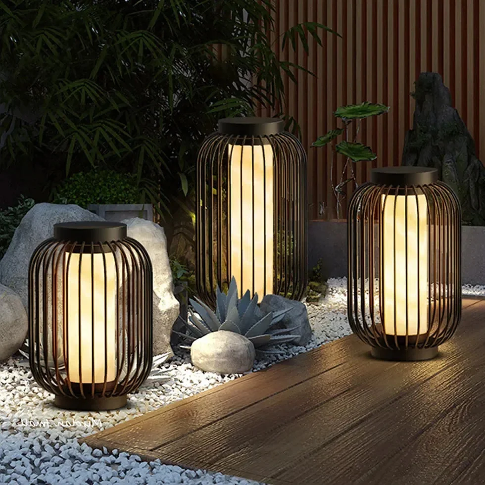 Lámpara solar de pie exterior LED IP65 estilo farol chino para jardín