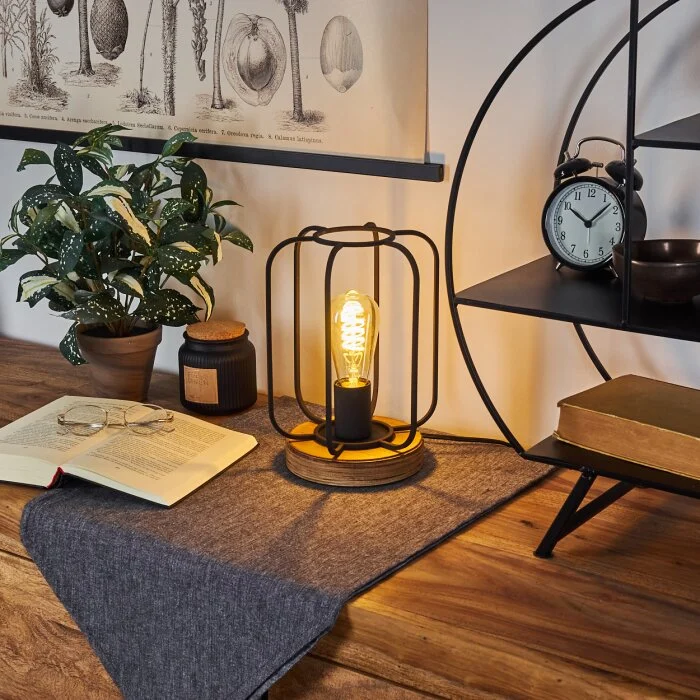 Pasteur Lámpara de mesa Crudo, Negro, 1 luz