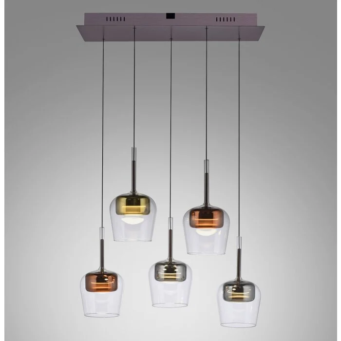 Paul Neuhaus Q-Serie Q-Kon Lámparas colgantes LED Marrón, 5 luces, Mando a distancia