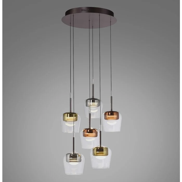 Paul Neuhaus Q-Serie Q-Kon Lámparas colgantes LED Marrón, 6 luces, Mando a distancia