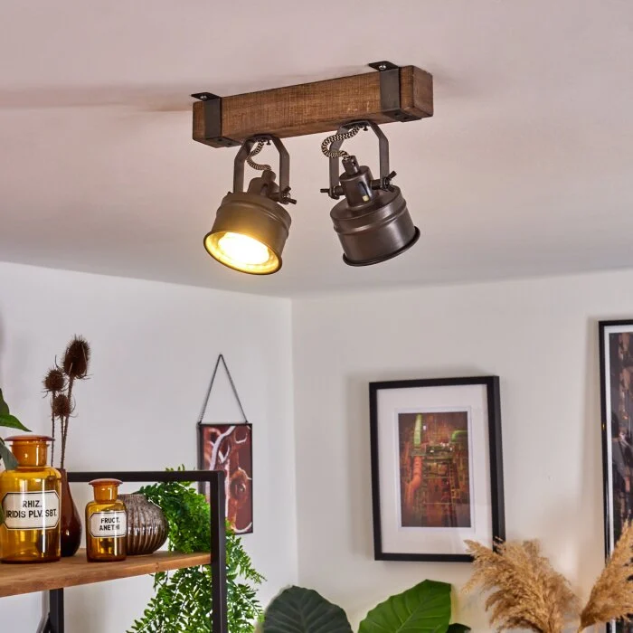 Pehefito Lámpara de Techo Negro, 2 luces