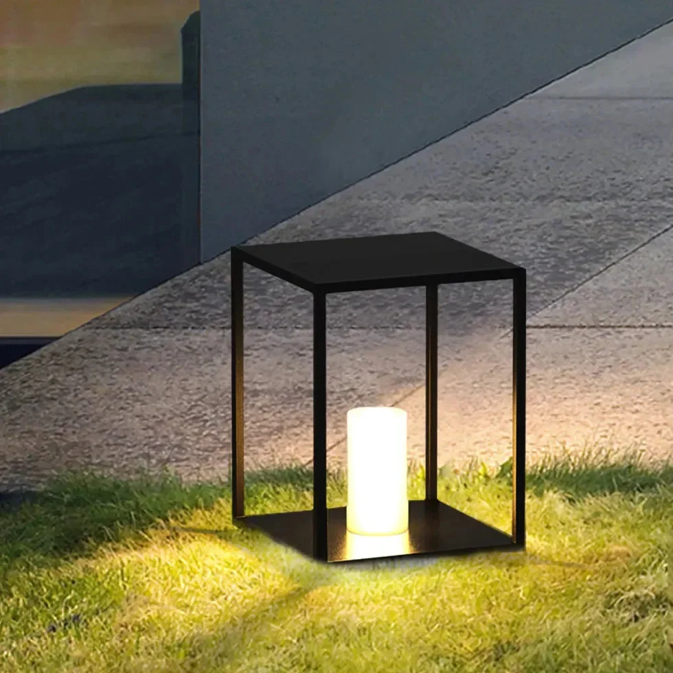 Lámpara solar LED para jardín exterior IP65 negra moderna