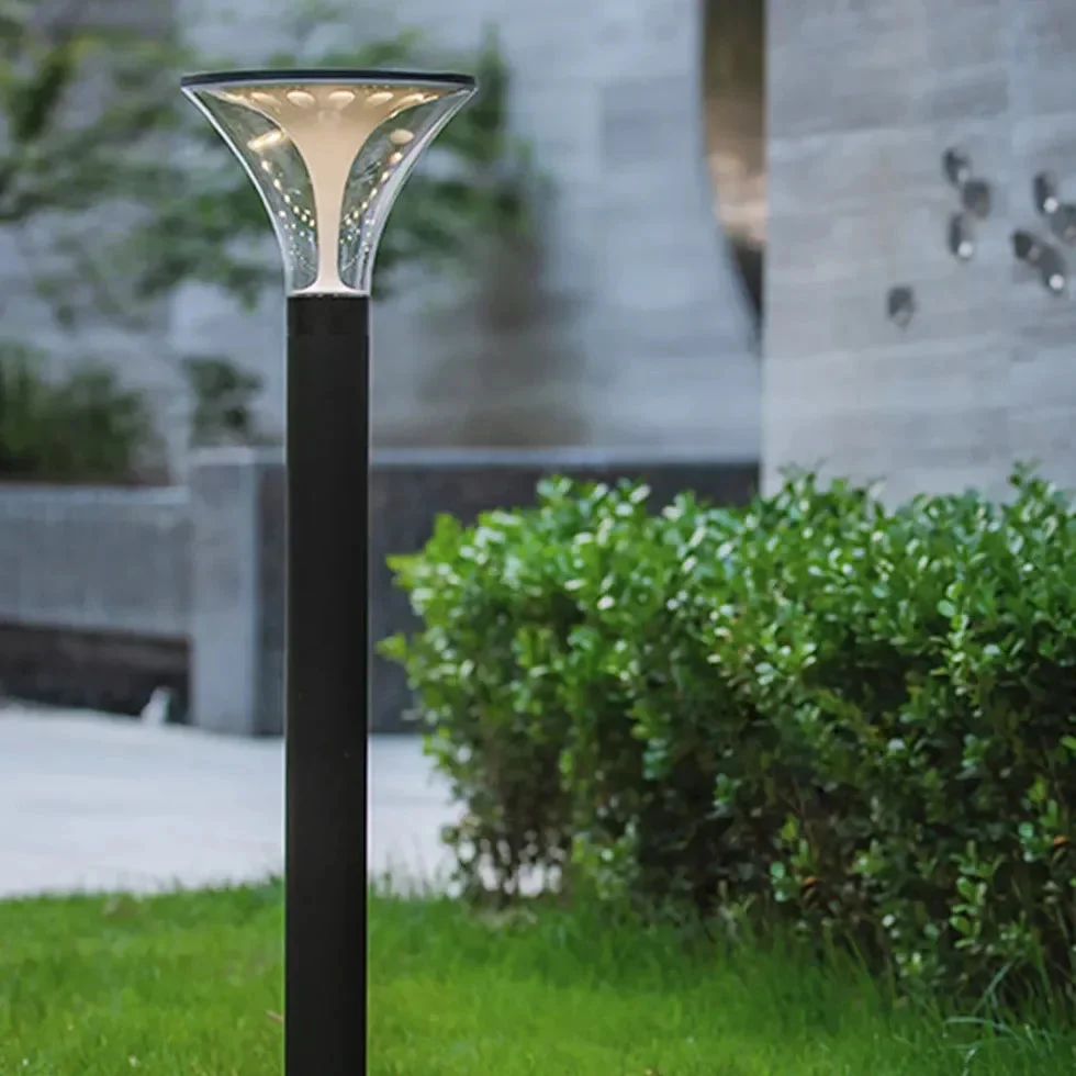 Baliza Solar Exterior LED con Sensor para Jardín Negra Moderna