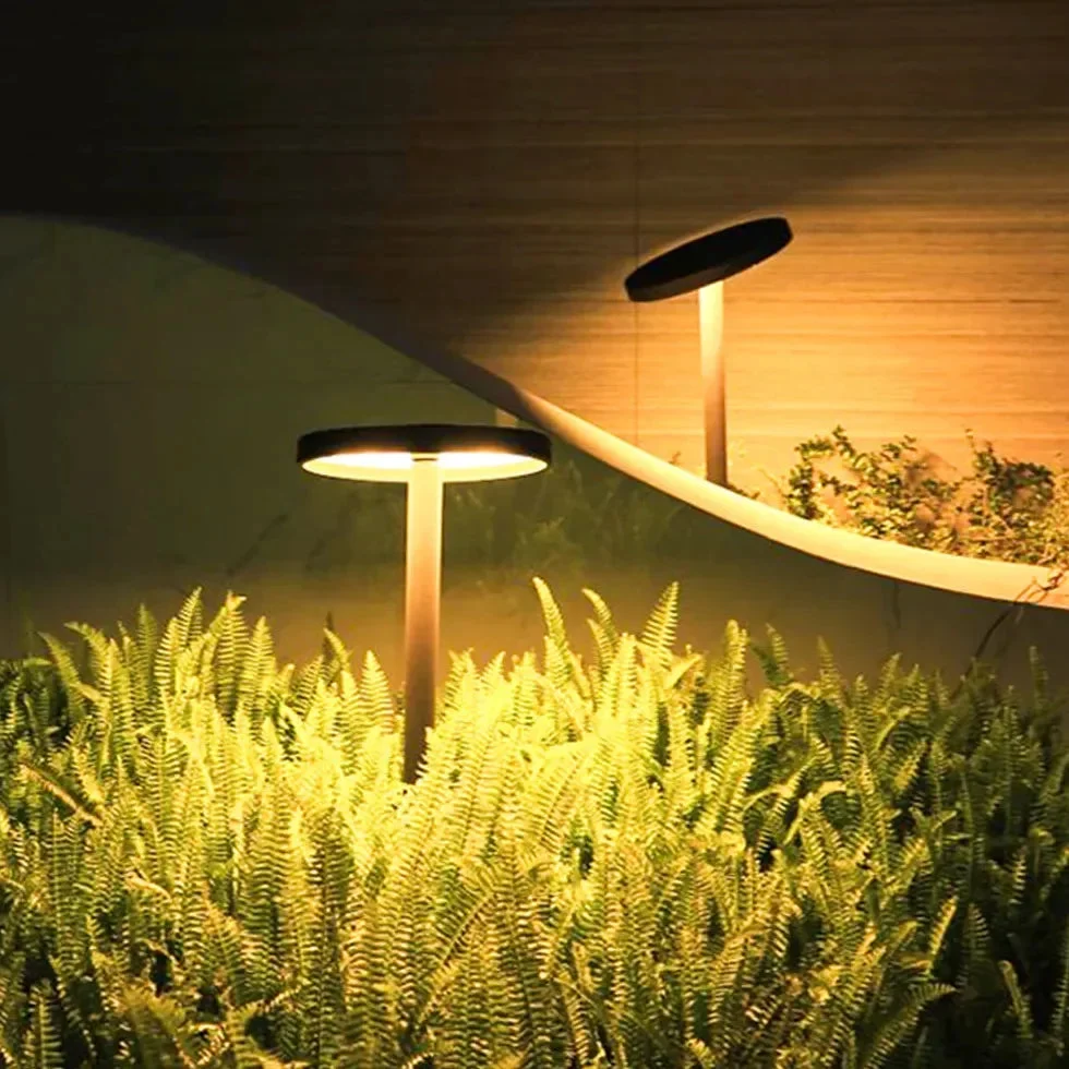 Baliza LED Exterior Solar IP65 Orientable de Diseño Moderno Redonda para Jardín Negra