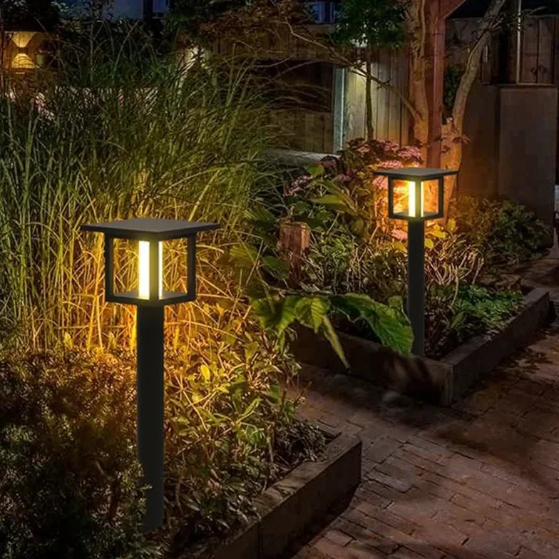 Baliza Exterior Solar IP65 de Diseño Moderno para Jardín Tipo Farol Negra