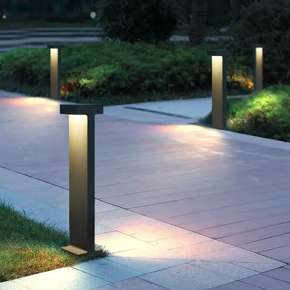 Baliza de Exterior Solar LED con Sensor IP65 de Diseño para Jardín Negra