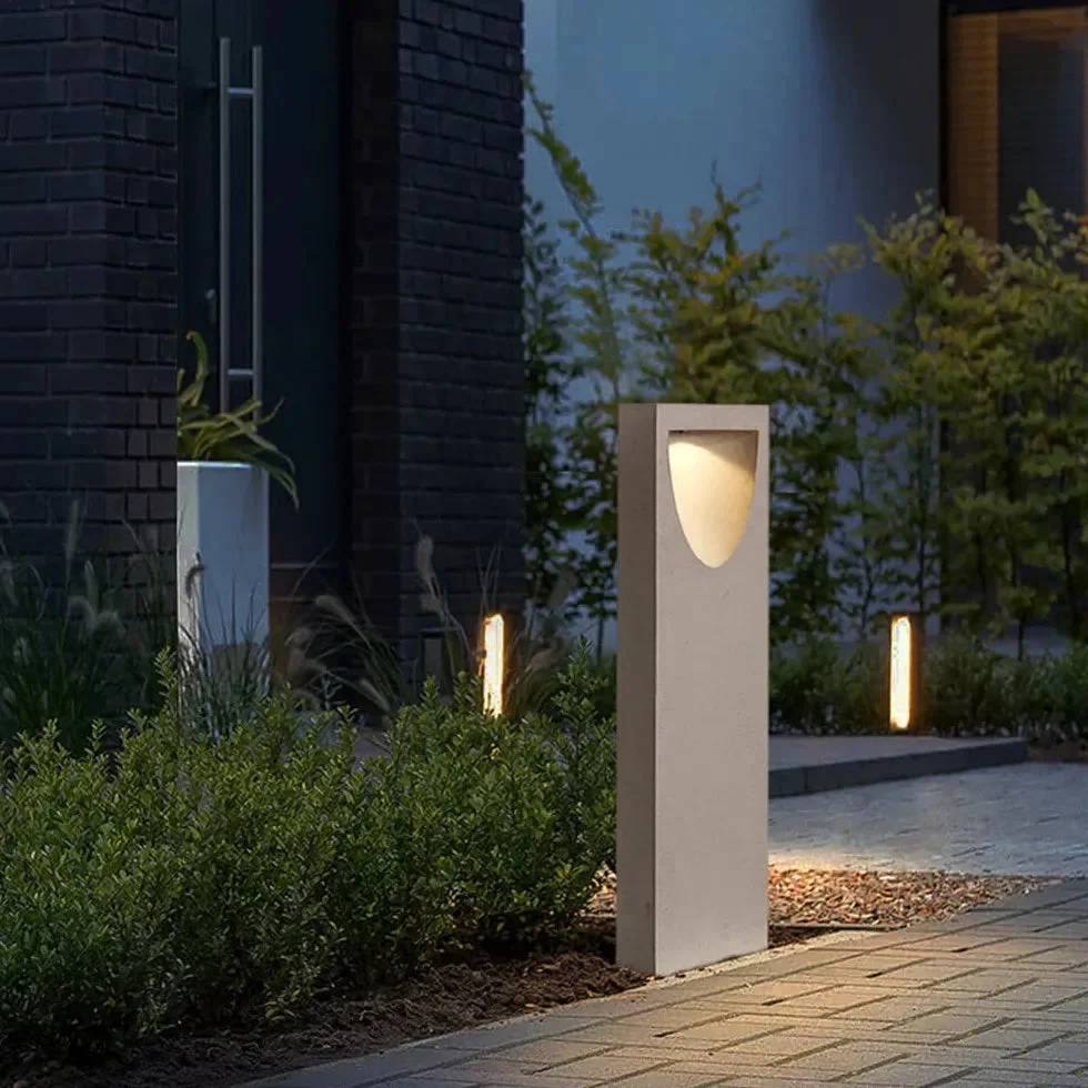 Baliza de Exterior Jardin LED Cálida IP65 de Diseño Moderno Gris Rectangular