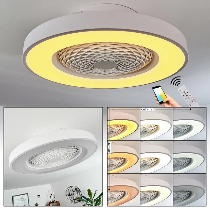 Penon Ventilador de techo LED Blanca, 1 luz, Mando a distancia