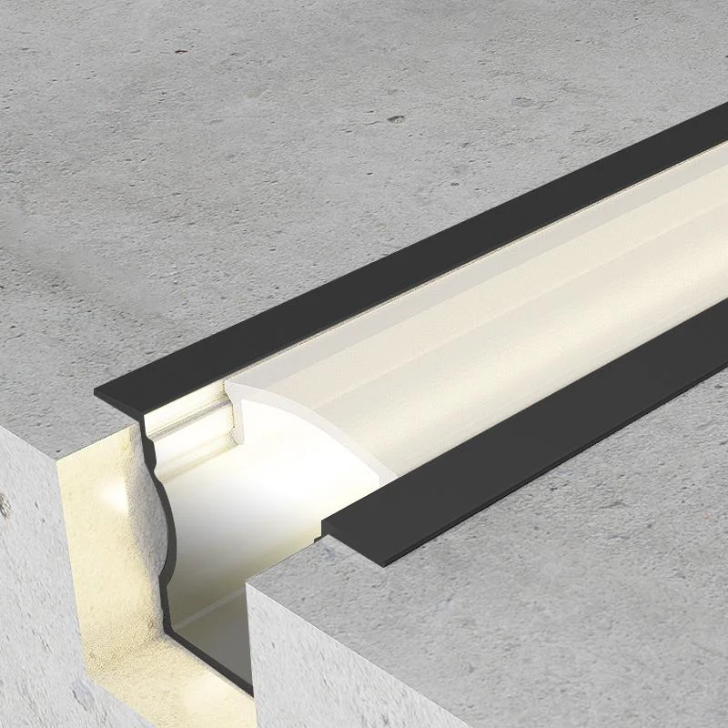 Perfil de Aluminio para Empotrar con alas High Lacado Negro 12V/24V 2 metros