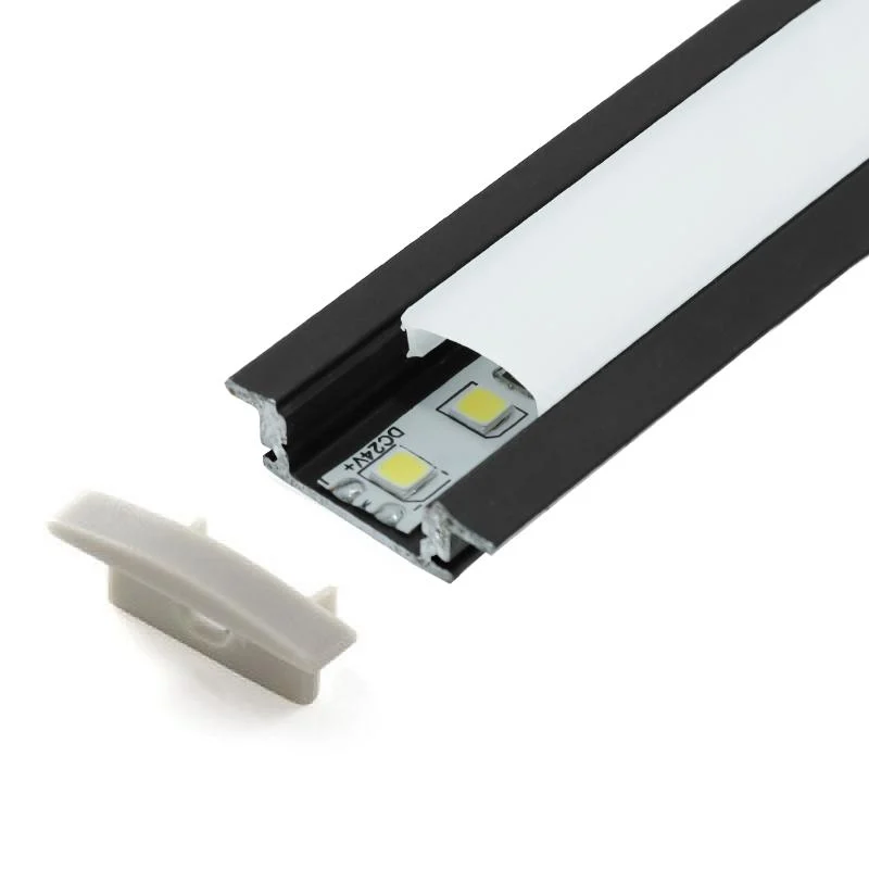 Perfil de Aluminio para Empotrar con alas Negro 12V/24V 2 metros