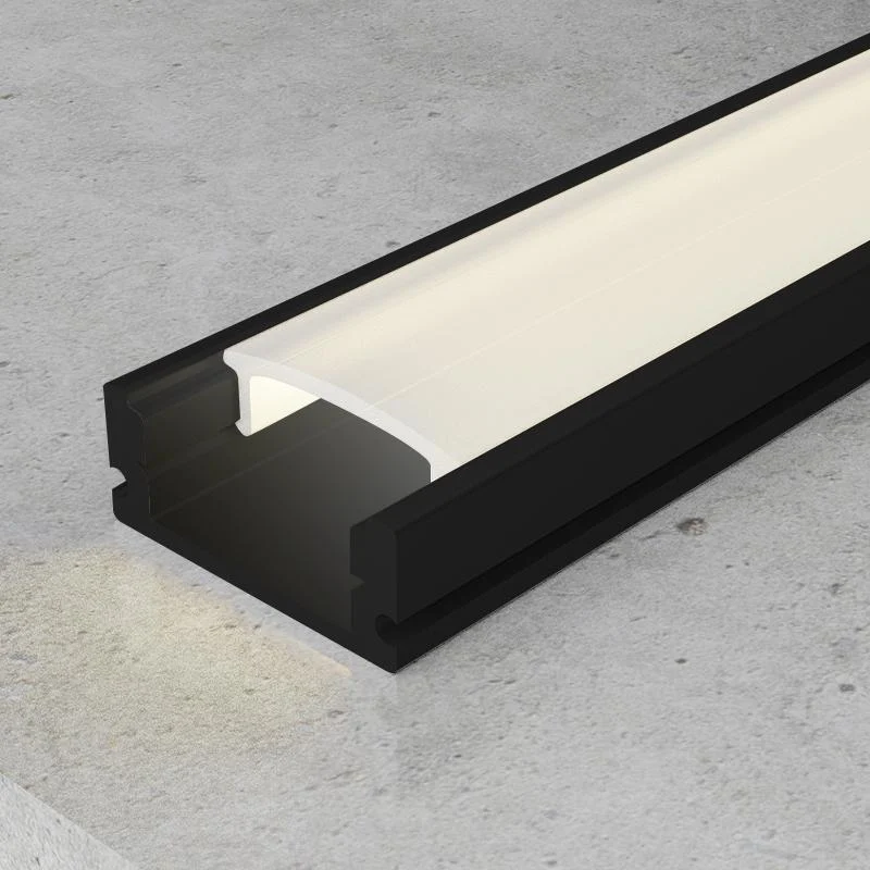 Perfil de Aluminio U Superficie Sid Lacado Negro 12V/24V 2 metros