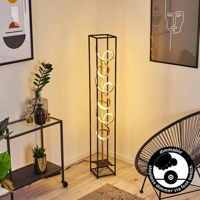 Pericos Lámpara de Pie LED Negro, 3 luces