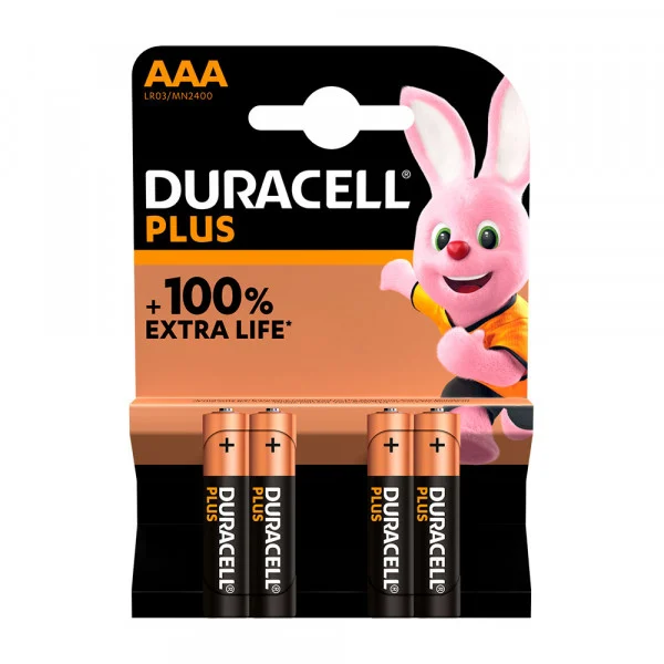 Pila Plus Alcalina Duracell Alcalina AAA LR03 (Blíster de 4 unidades)