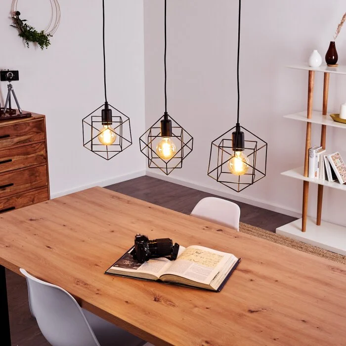 Pinguro Lámpara Colgante Negro, 3 luces