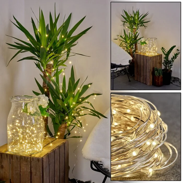 Pistoia Cadena de luz solar LED Blanca, 120 luces