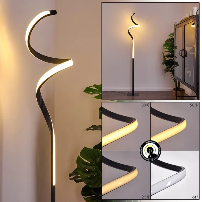 Pitasch Lámpara de Pie LED Negro, 1 luz