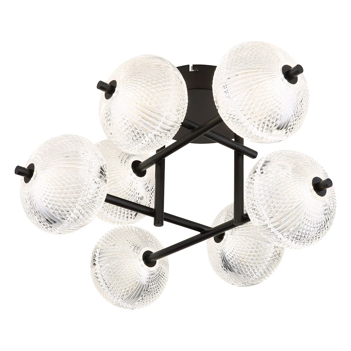 Plafón Art Déco de metal negro Globo Aida
