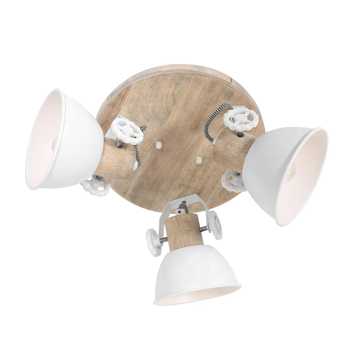 Plafón de madera tres luces Mexlite Gearwood blanco