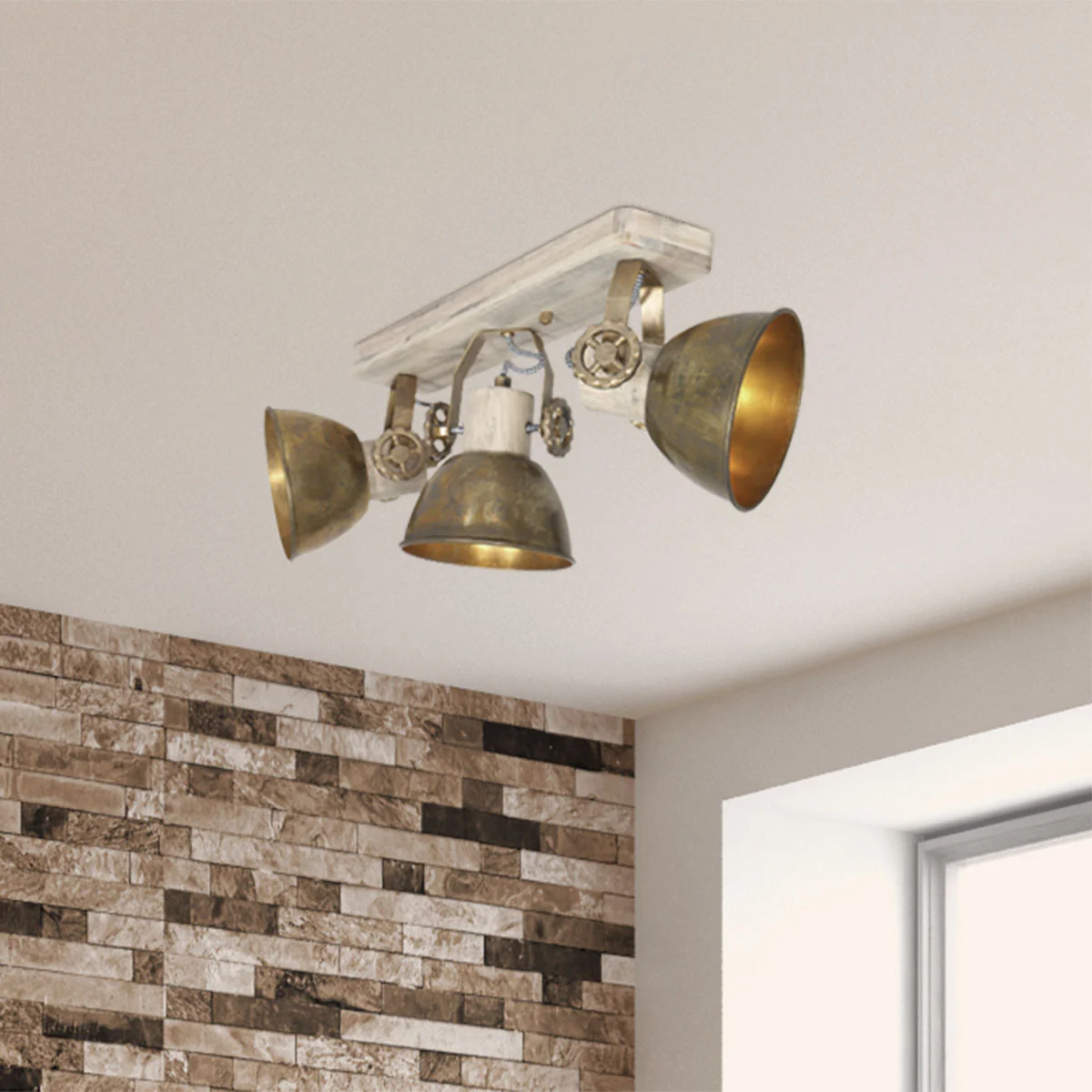 Plafón de tres focos bronce Mexlite Gearwood