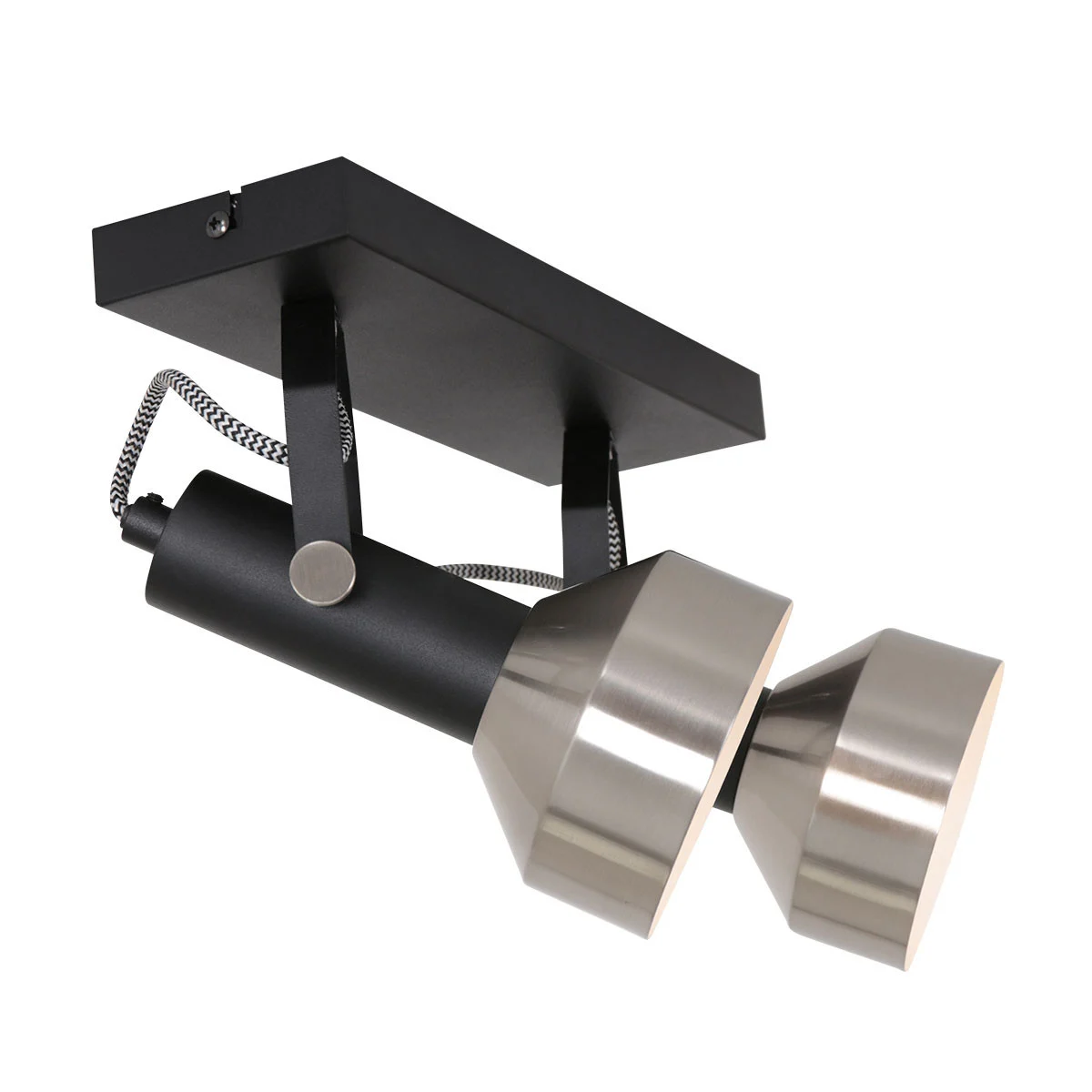 Doble foco negro / acero en forma de linterna Mexlite Acier