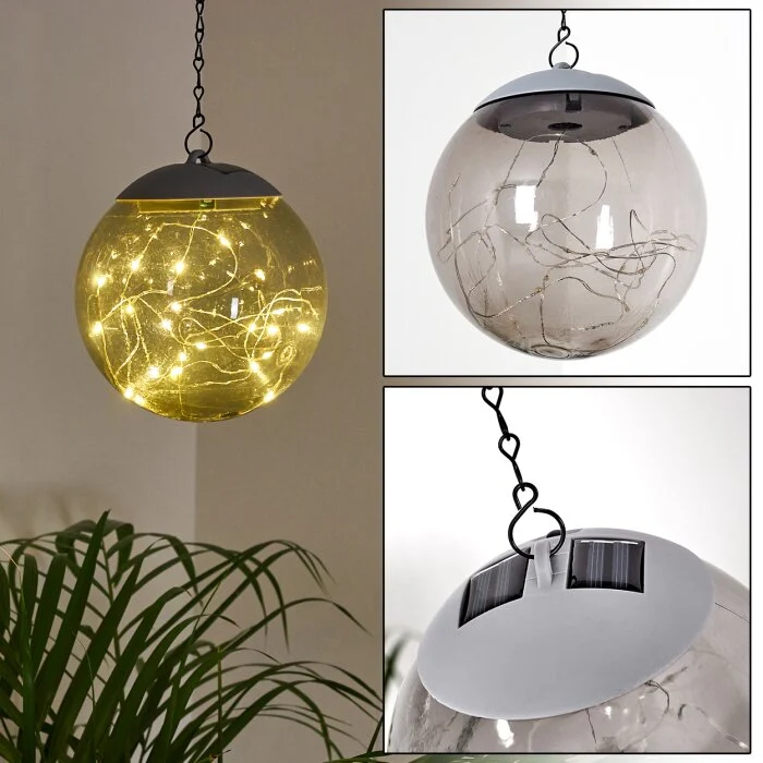 Pollenca Lámpara Colgante LED Colores ahumados, Negro, 20 luces