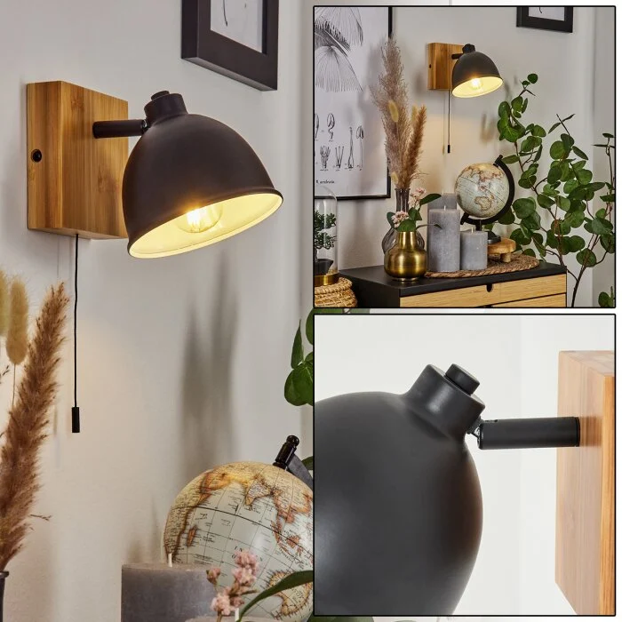 Pring Aplique Crudo, Negro, 1 luz