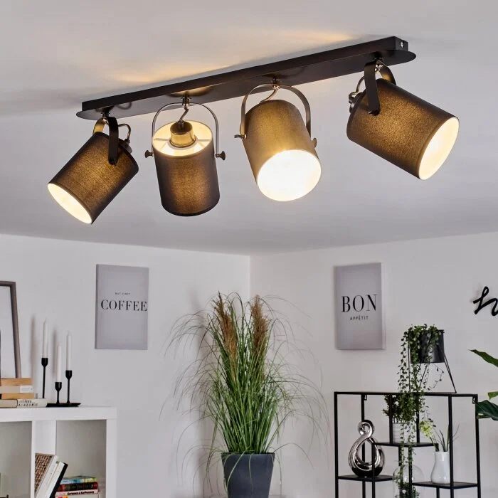 Puelches Lámpara de Techo Negro, 4 luces