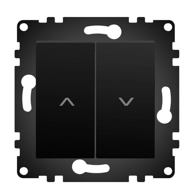 Pulsador Empotrable Doble Pulsador Negro Para Persianas Automáticas IP20 Serie wLux